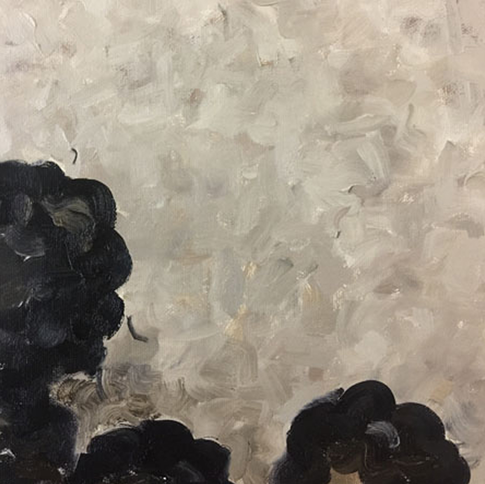 油画八角金盘-一切都静了下来